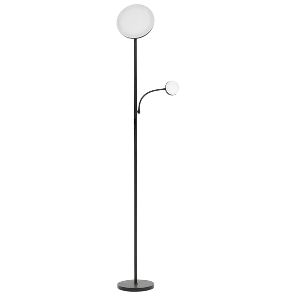 Moderne LED Deckenfluter Stehleuchte mit Leselicht und rundem Fuß