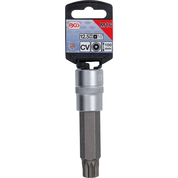 BGS technic Logo, Vielzahn-Einsatz mit M16, 12.5mm, 1/2 Zoll und 100mm Länge