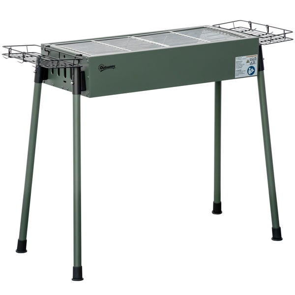Outsunny Holzkohlegrill, Anti-Rutsches Campinggrill mit Grillrost, 77 x 30 x 70 cm, Stahl+Verzinkter, Metall, Dunkelgrün