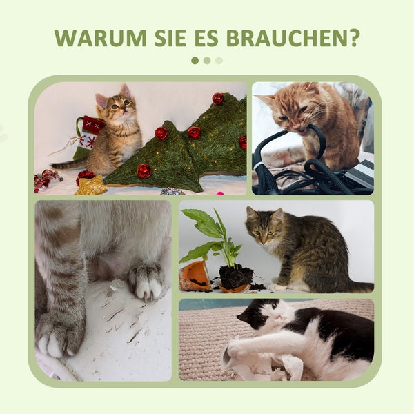 PawHut Kratzbaum Klein Kletterbaum, 64 cm Sisal- Katzenkratzbaum, Runder Katzenbaum mit Liegefläche, Spielball, Katzenmöbel für Katzen bis zu 4 kg, Weiß, Grün