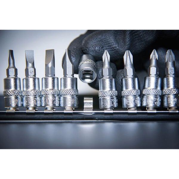 BGS Bit-Einsatz-Satz Antrieb Innenvierkant 6,3 mm (1/4) Schlitz, Kreuzschlitz PH, Kreuzschlitz PZ 12tlg. - 2163