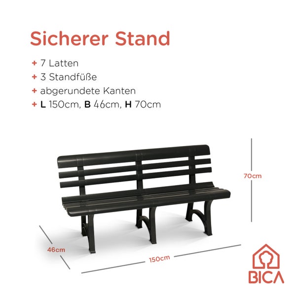 BICA Olimpia 3-Sitzer Gartenbank in Anthrazit
