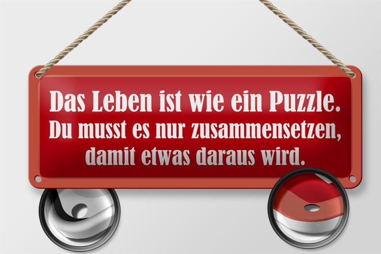 Blechschild Spruch 27x10cm Leben ist wie Puzzle Dekoration
