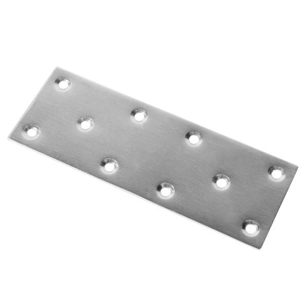 Rechteckiger Lochplattenverbinder aus Metall mit zehn vorgebohrten Senkkopfbohrungen zur stabilen Holzverbindung.