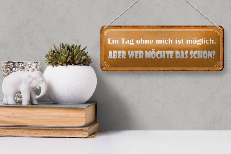 Blechschild Spruch 27x10cm Ein Tag ohne mich ist möglich Dekoration