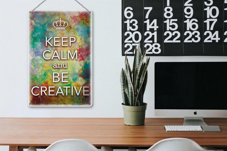 Blechschild Spruch 20x30cm Keep Calm and be creative