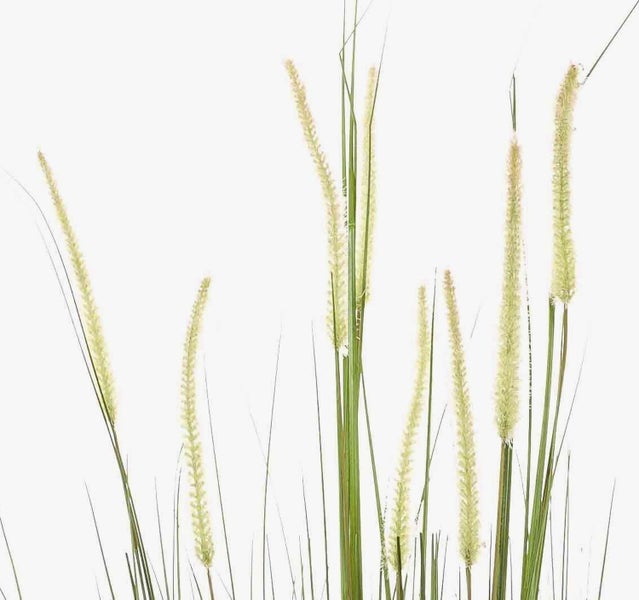 Künstliches Gras in einem schwarzen Kunststofftopf.