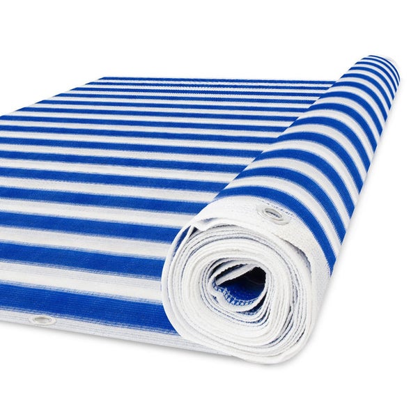 FLOORDIREKT Balkonsichtschutz - Blau-Weiß gestreift - Witterungsbeständig - 90 x 500 cm