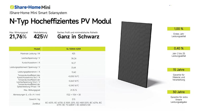 Slenergy 800 Watt Balkonkraftwerk inklusive Aufständerung/ Halter/ Verlängerungskabel/ Mikrowechselrichter mit Wlan