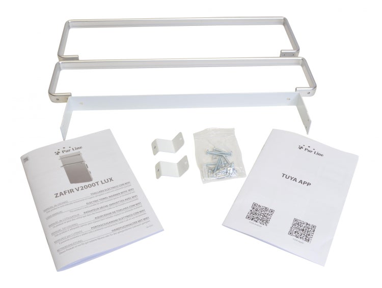 Zubehörset für Handtuchwärmer inklusive Halterungen, Schrauben und Bedienungsanleitungen