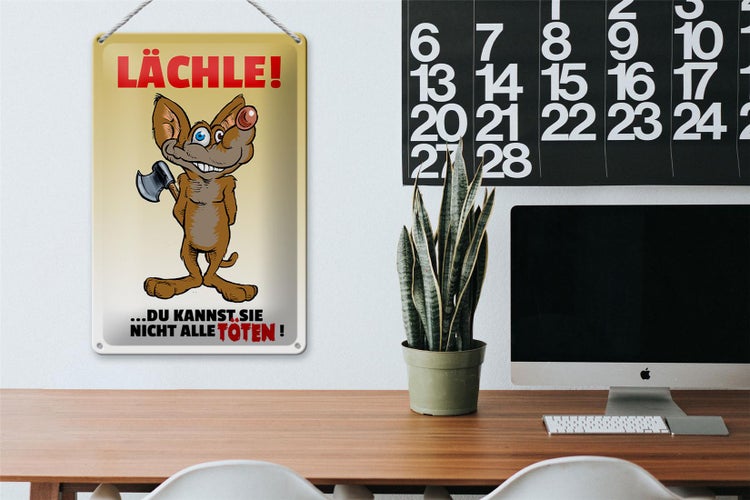 Blechschild Spruch 20x30cm Lächle Du kannst Sie nicht alle Töten