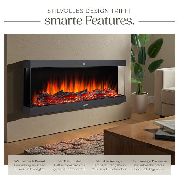 Elektrischer Kamin mit Thermostatfunktion im Wohnzimmer