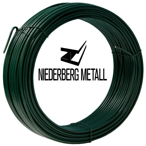 Grüne Rolle Spanndraht aus Metall mit Kunststoffbeschichtung von Niederberg Metall.