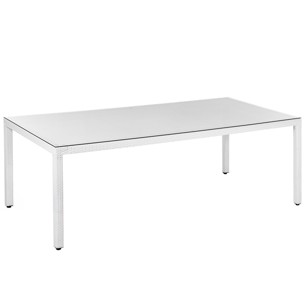 Gartentisch ITALY 220 cm 100 cm Glas Weiß