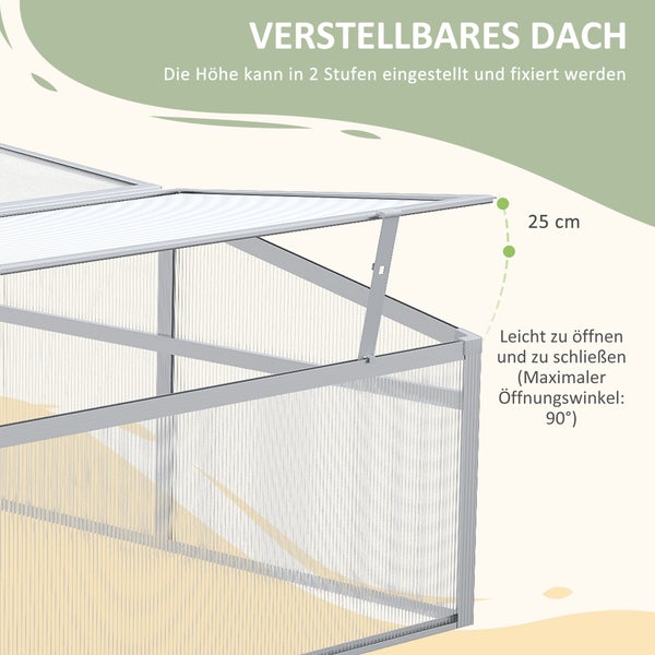 Outsunny Mini Gewächshaus für Garten, Balkon, 100 x 100 x 48 cm, Aluminiumlegierung, Polycarbonate, Silber