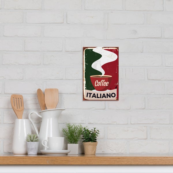 Blechschild | Italien | Kaffee | Espresso | Bar | Stahlschild mit lustigen Sprüchen | Innen und Außen einsetzbar | Deko | STA2452, Format: 20x30cm