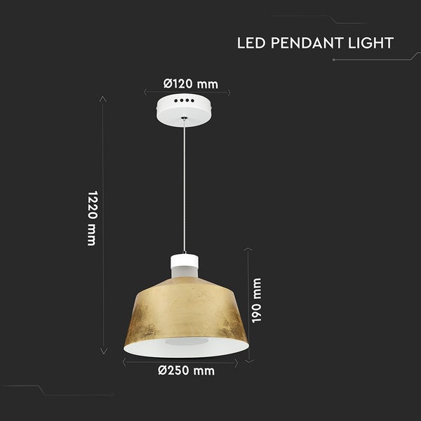 LED-Pendelleuchte mit den Maßen 1220 mm Höhe und 250 mm Durchmesser