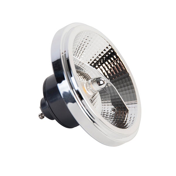 LED Reflektorlampe mit GU10 Sockel und silbernem Gehäuse.