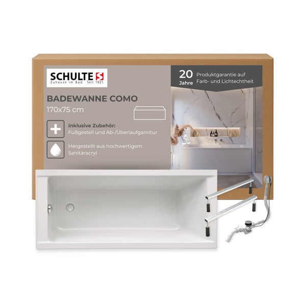 Schulte Como Badewanne 170x75 Zentimeter mit Zubehör