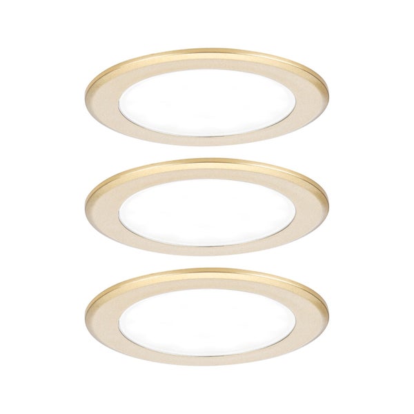 LED Möbeleinbauleuchten 3er-Set rund 65mm 3x2,5W 3x180lm 230/12V 4000K Gold matt