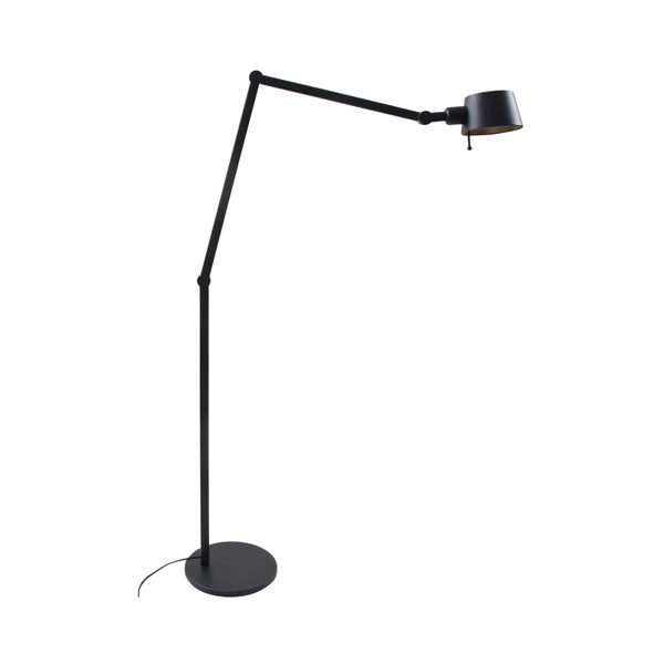 Schwarze Stehlampe mit verstellbarem Arm
