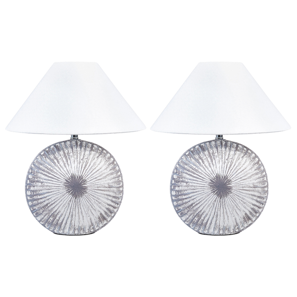 Tischlampe 2er Set YUNA Keramik Silber
