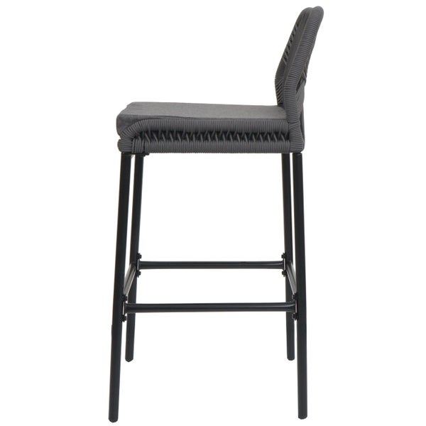 Barhocker mit Rückenlehne und Metallgestell