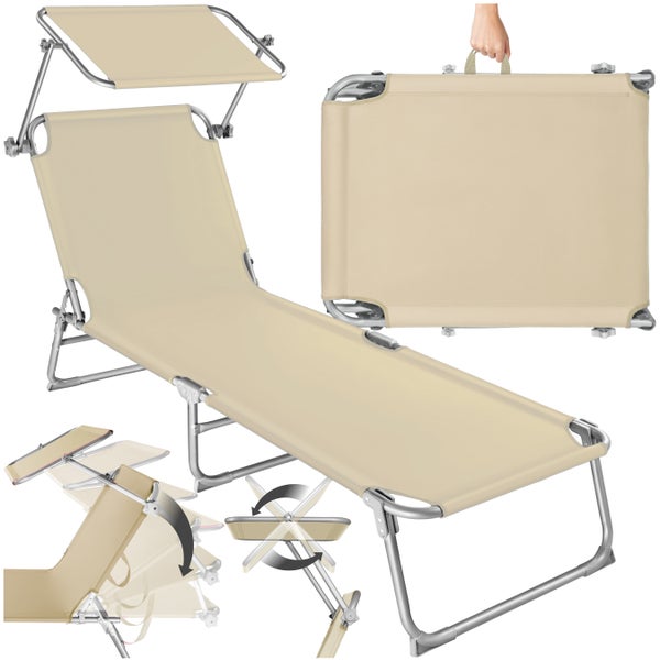 Gartenliege tectake  190 x 68 x 28 cm klappbar beige