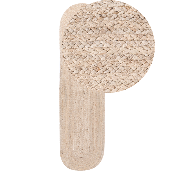 Geflochtener Teppich und Läufer aus Jute Naturfasern.