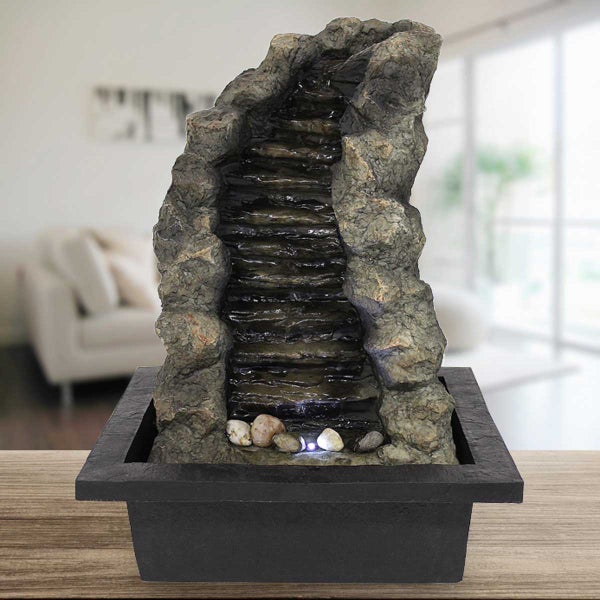 Tischbrunnen Zimmerbrunnen FoStream sehr groß mit 44 cm LED 10872