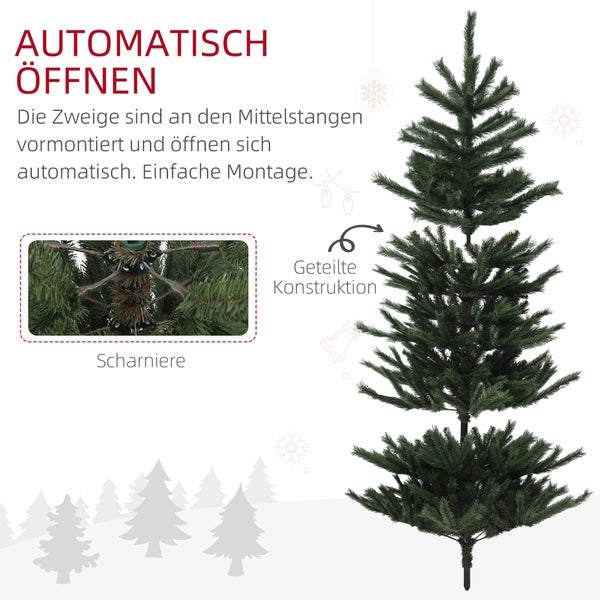 HOMCOM Künstlicher Weihnachtsbaum, 180 cm Christbaum mit 467 Spitzen, flammenhemmend, klappbar Stahlständer, für Weihnachten Deko, Grün