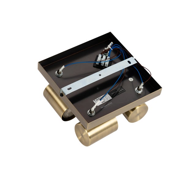 Innenansicht einer bronzefarbenen Aufbaulampe mit vier Strahlern