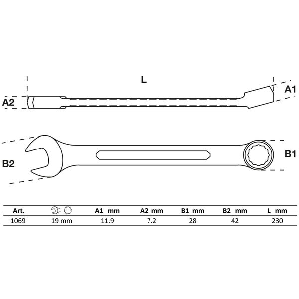 BGS Maul-Ringschlüssel SW 19 mm - 1069