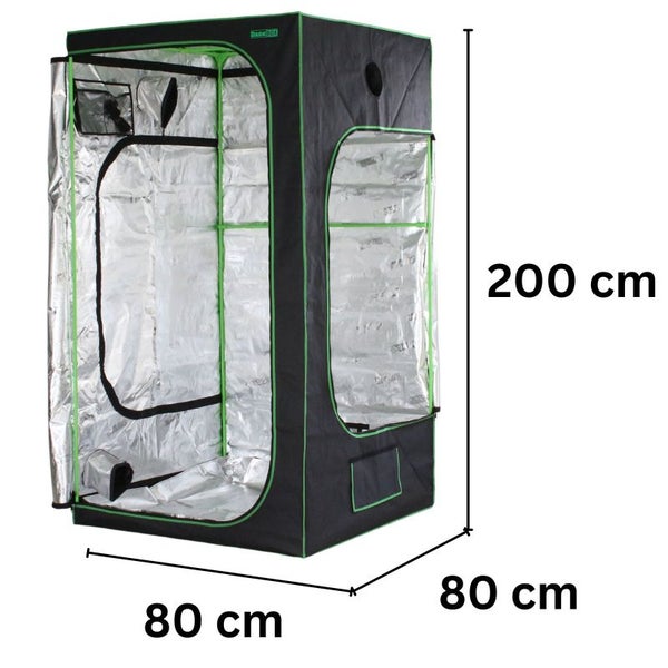 Dark Box 80x80x200 cm – Lichtdichtes Grow Zelt mit Metallrahmen, Belüftungsöffnungen & Zubehör für optimales Pflanzenwachstum