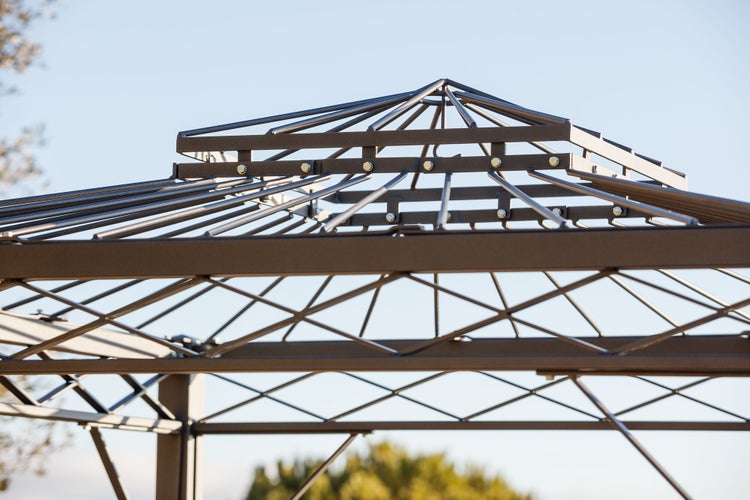 Pavillon ELEO Bolzano 2 x 2 m anthrazit - pulverbeschichtet | mit Sonnensegel ecru