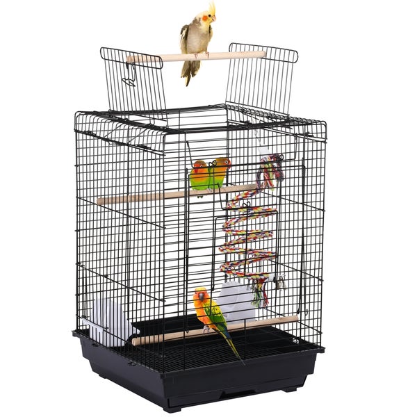 Yaheetech Vogelkäfig mit Vogelspielzeug , Schwarz