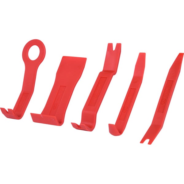 Rotes KS Tools 5-teiliges Hebelwerkzeug-Set aus Kunststoff zur Demontage von Verkleidungen und Clips.