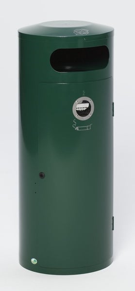 PROREGAL Kombiascher Mit Einflügeltür Ascher Innen 70 Liter HxBxT 104,5 x 42 x 42 cm Verzinkter Stahl Grün