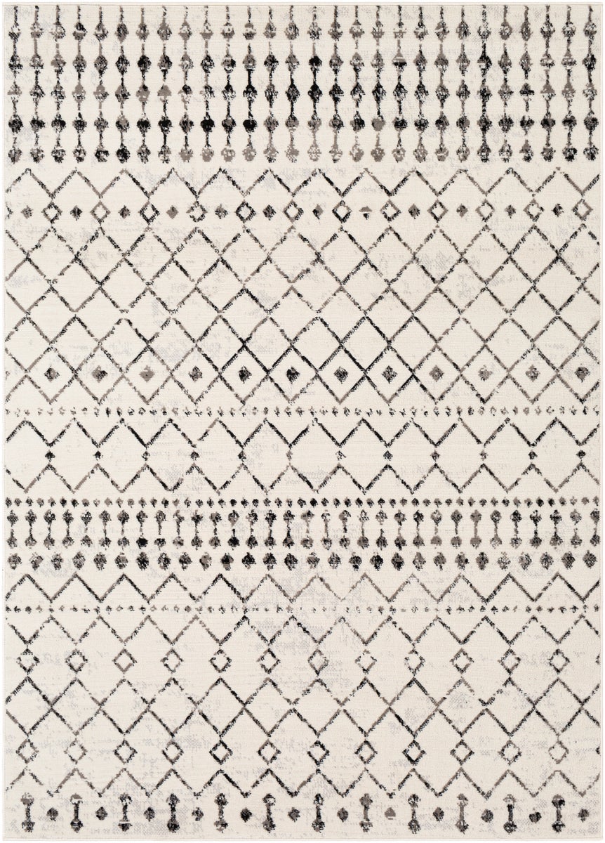 Etnhischer Berber Teppich - Weiß/Schwarz - 152x213cm - LEONOR