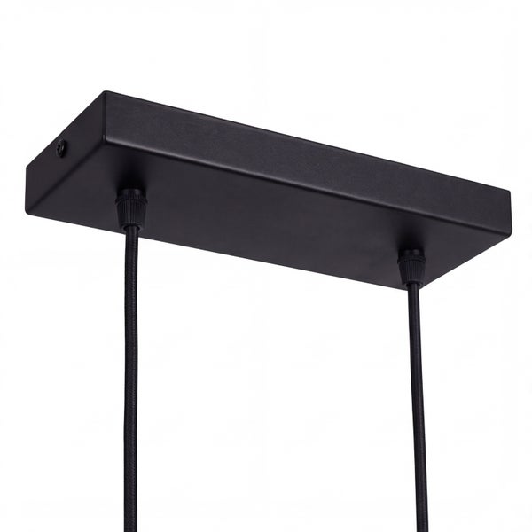 Rechteckiger Baldachin für Pendelleuchten in Schwarz mit zwei Kabelauslässen.