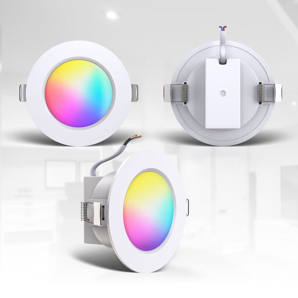 Einbaustrahler 70mm 3er Set - 230V, 4,8W, 450lm, LED, dimmbar, Fernbedienung, RGBW, weiß