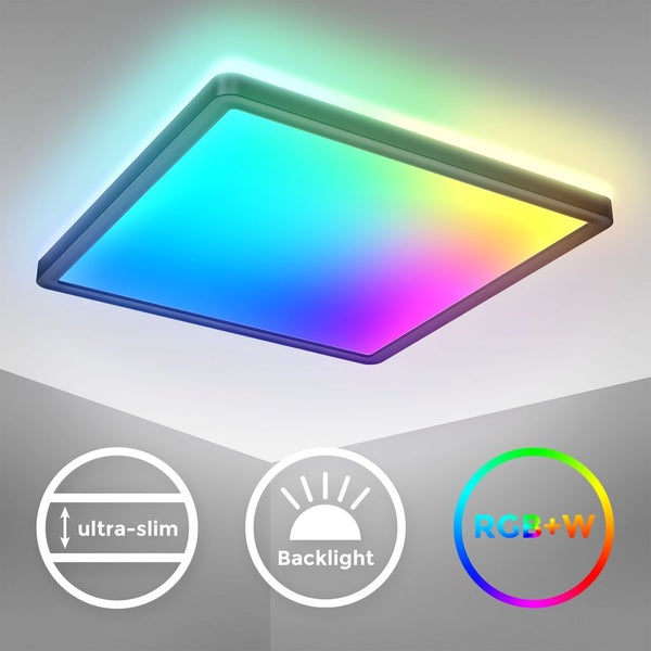 LED Panel 29x29 cm - 15W, 1850lm, dimmbar, Fernbedienung, RGBW, schwarz
