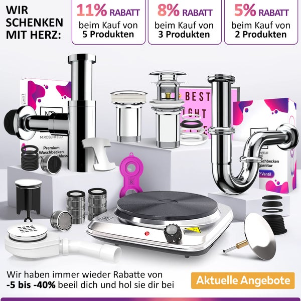 Aktionsangebot für Waschbeckenanschlüsse mit Rabatten je nach Produktanzahl