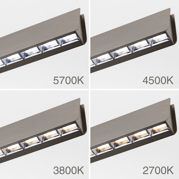 LED Leiste mit einstellbarer Farbtemperatur von 2700 Kelvin bis 5700 Kelvin für verschiedene Lichtstimmungen.
