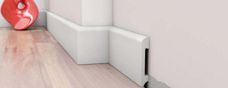 1 Stück / 2 Meter Sockelleisten Fußleisten Bodenleiste - weiß - hartes Material - Dekor - Wand - Boden - Decke (DP4)