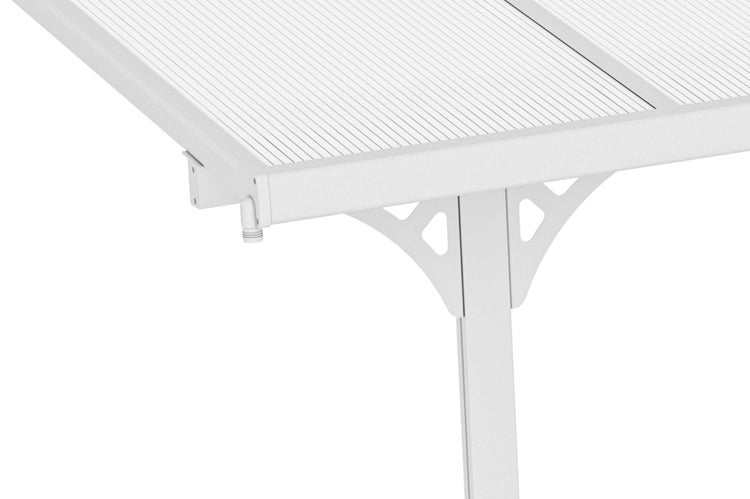 Terrassenüberdachung garten alu Weiß KLEO - Höhe verstellbar 495x300x225/270 cm - mit Polycarbonat Dach Weiß halbtransparent 6mm Auch Pergola/Carport