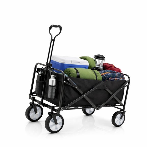 Faltbarer Bollerwagen mit Campingausrüstung befüllt