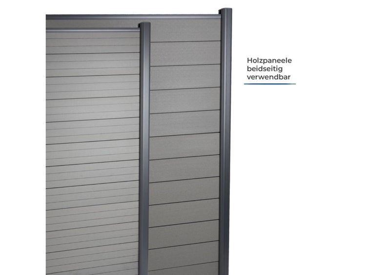 FLOORDIREKT WPC Sichtschutzzaun - Komplettset inkl. Montagematerial - Zaun für Garten und Terrasse - 180 x 180 cm - Alu-Pfosten
