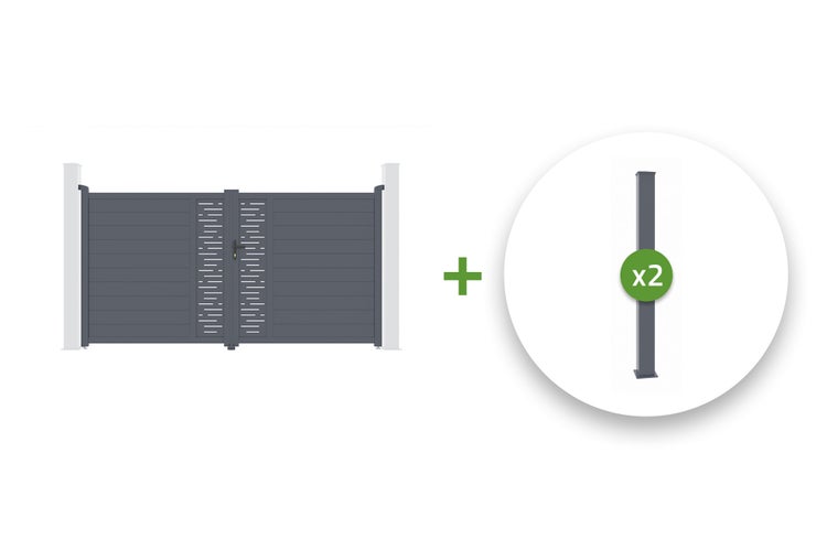 Doppelflügeltor mit Torpfosten im Set