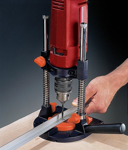 kwb Bohrmaschinen-Ständer für Bohrmaschinen mit 43 mm Euro-Hals bzw. 43 mm Handgriff-Aufnahme, Bohrmobil für Akku-Schrauber mit passender Aufnahme, mobiler Bohrständer für gerade und schräge Bohrungen